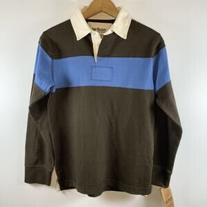 Urban Pipeline Boys Y2K Rugby Shirt Sz M Brown Thick Preppy Collegiate‎ 2010 New